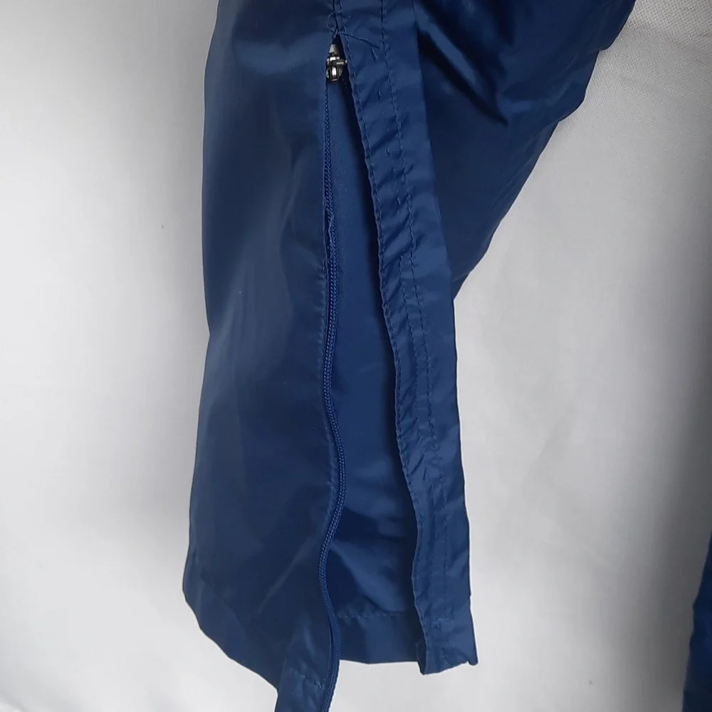 Nike Lined Windbreaker Pants Men Medium Navy Blue Warm-Ups Nylon Swoosh Zip Y2K